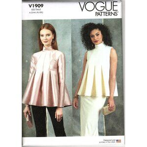 Vogue V1909 Misses S to XXL Semi-Fitted Pullover Top Uncut Sewing Pattern